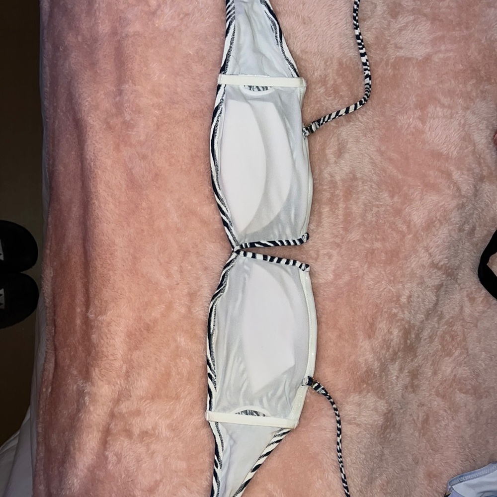 Blue zebra stripe bikini top